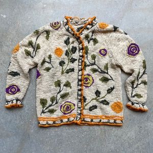 Vintage Chunky Knit Snap Button Sweater S/M